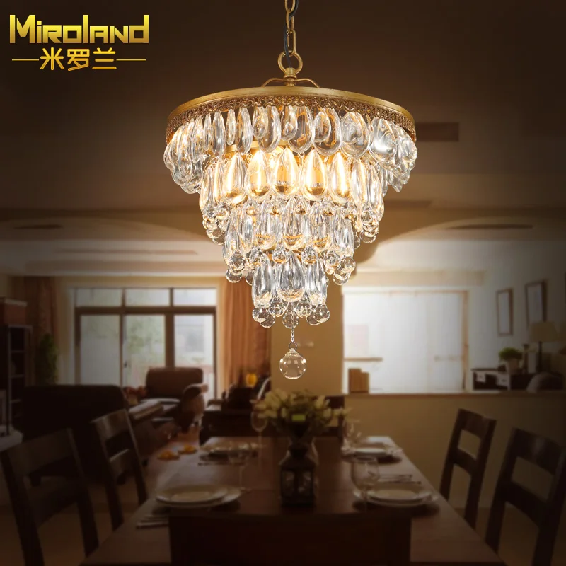 2016 new simple 38 cm diameter crystal chandelier Nordic living room bedroom modern iron industrial lighting Wholesale Lights & Lighting