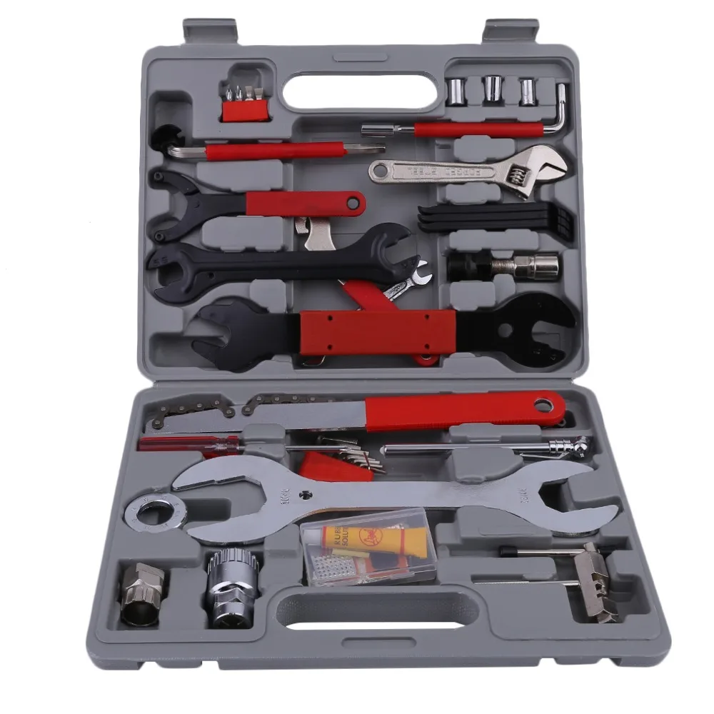 

44Pcs Bike Tool Kit Maintenance Box Bicycle Repair Wrench Cycling Chain Rivet Extractor Screwdriver Set Bicycle Repair Tools