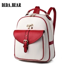 DIDA OSO de Cuero de Las Mujeres Mochilas Bolsas Chicas Grandes Mochilas Bolsa De Viaje Mochila Feminina Sac A dos Negro Pink Patchwork Sólido