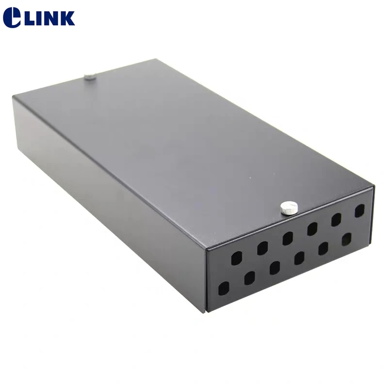 12 cores FTTH ST blank terminal box SPCC 12 ports ST fiber optic patch panel FTTX distribution box black 1.0mm thickened