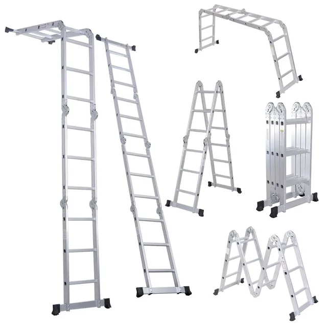 Multifunctionele stap laadvloer aluminium vouwen steiger ladder in Multifunctionele stap