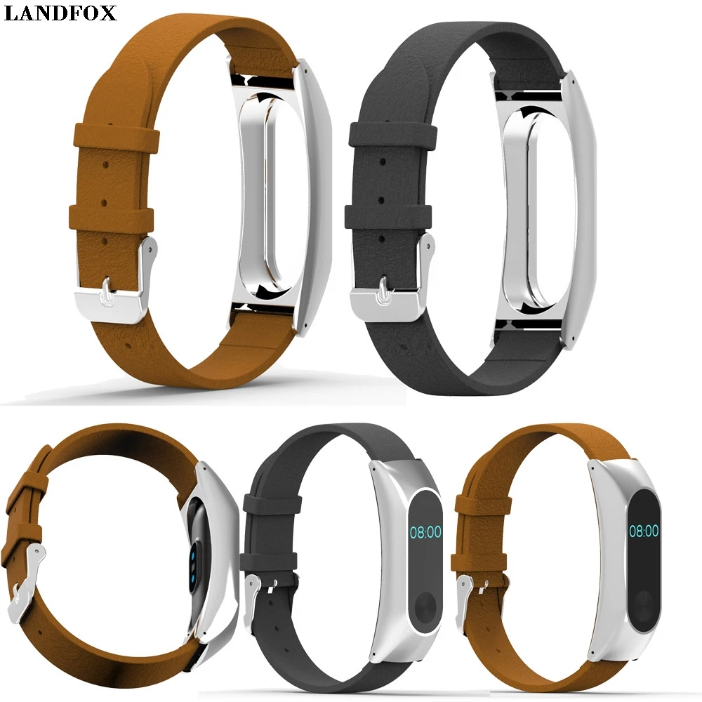 

LANDFOX Replacement Wristband Band Strap + Metal Case For Xiaomi Mi Band 2 Bracelet Replacement Android Phone Wristwatch Sprot