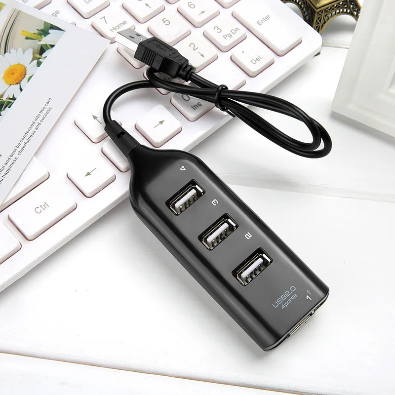 Black 50cm Standard 2.0 USB Hub 4 Port Charging Hub USB Switch For Laptop PC Computer Peripherals Accessories USB flash 0.5m