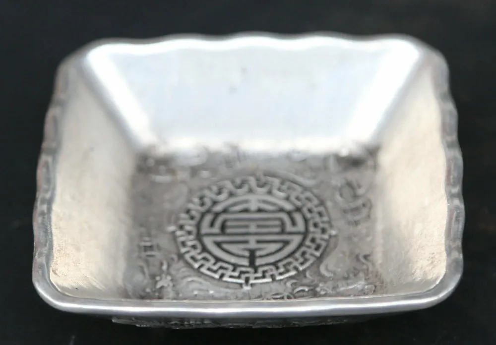 

3.1" Chinese Bronze Lovable 12 Zodiac Animal Dragon Money Coin Wealth Tray Plate