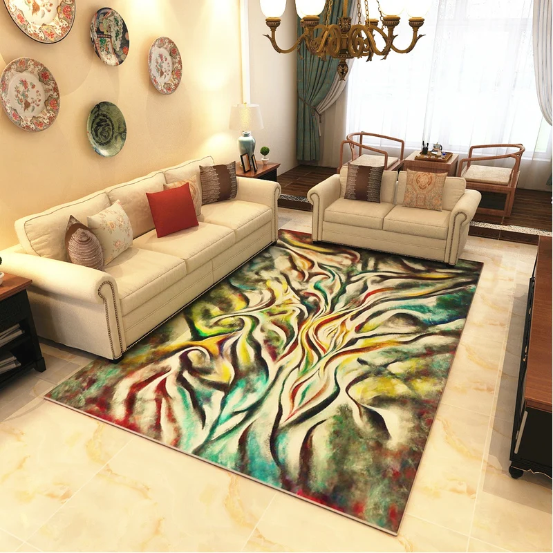 

Black And White Carpet Nordic Decorative Floor Mat Bedroom Sofa Area Rugs Living Room Parlor Tapete Geometric Pattern Carpets