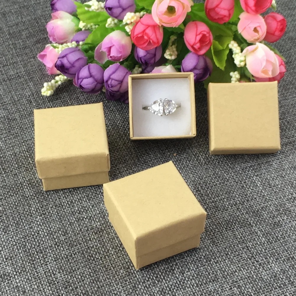 

12pcs/lot 4x4x3cm Paper Ring Boxes and Kraft Jewelry Box