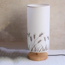 Светодиодный деревянная настольная лампа пластик деревенский стиль гостиная спальня декор Освещение Современный абажур E27 светодиодный 110/240 В