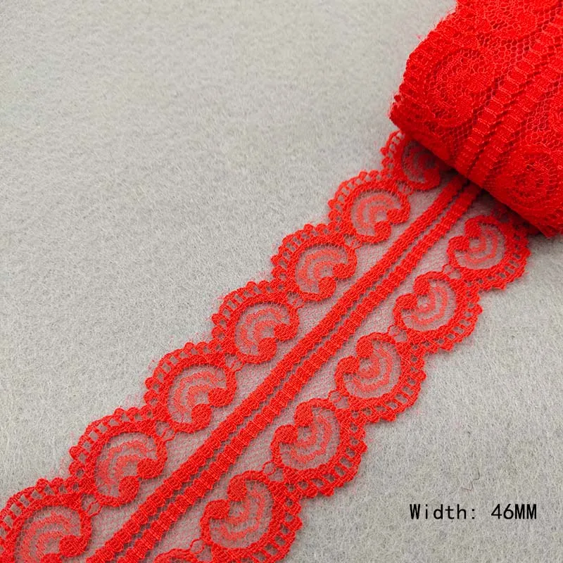 Cinta De Encaje Elástico Rojo Con Borde De Flores - 10 Yardas, 16 Cm Ancho, Para Manualidades Y Decoración