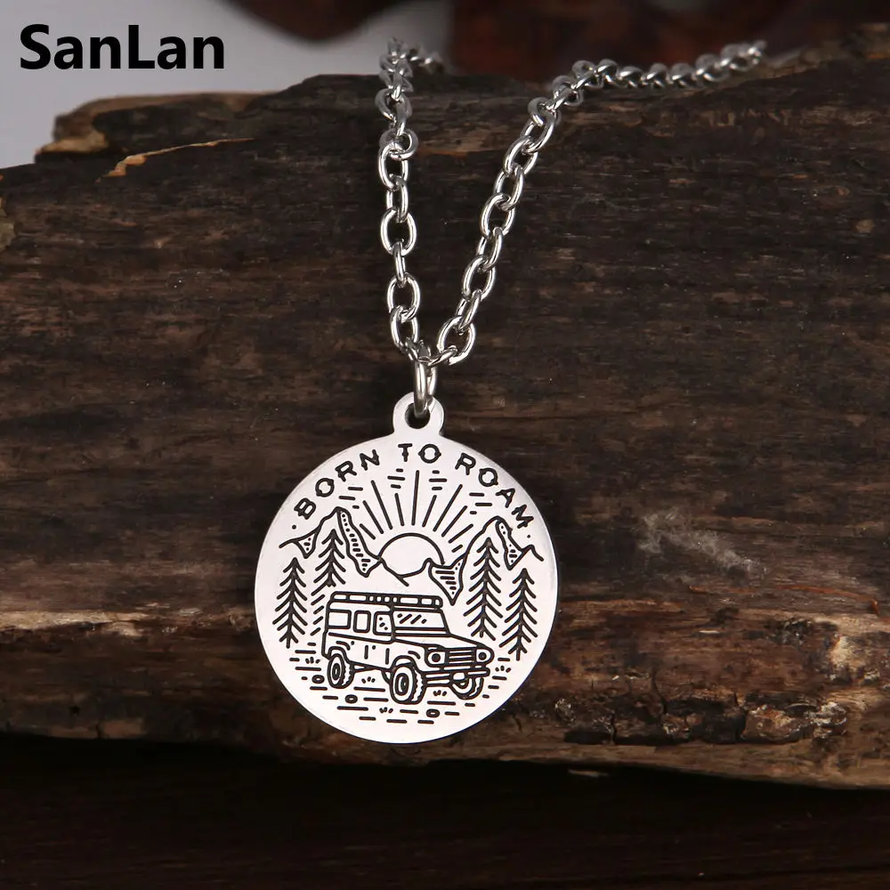 Подвеска ожерелье SanLan для мужчин украшение на Рождество рог солнце горы Джип
