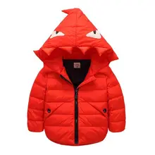 Зимний детский пуховик Модная куртка с длинными рукавами и капюшоном с изображением маленького монстра из мультфильма Повседневная удерживающая тепло одежда для маленьких мальчиков и девочек