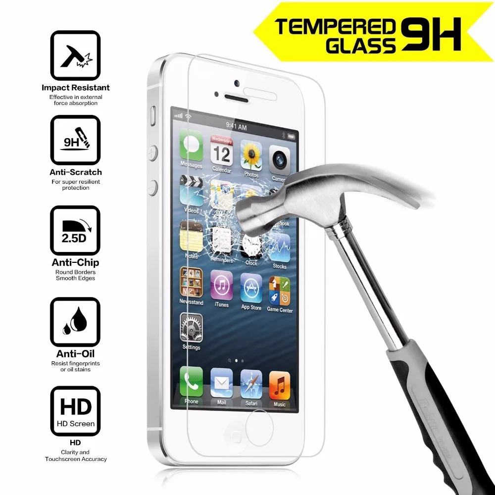 Pellicola Proteggi Schermo In Vetro Temperato Per Iphone 5 5S 5C Se Pellicola Antiurto Per Iphone5S Guard Protezione Antigraffio Da 0.33Mm