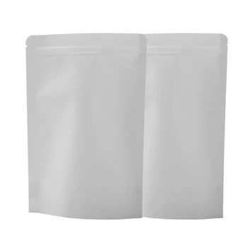 

16x24cm (6.25x9.5") 100PCS Tear Notch Reclosable Stand Up Zip Lock Package White Kraft Paper Food Coffee Bean Storage Bag