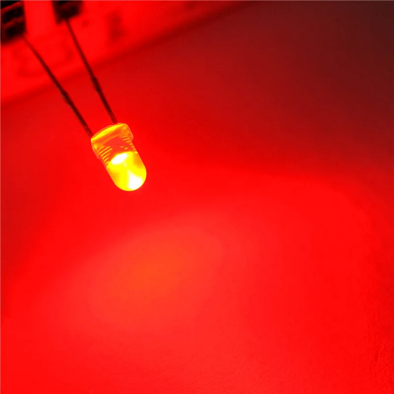 Diodo emisor de luz LED, luz roja redonda de 3MM, 50 unidades