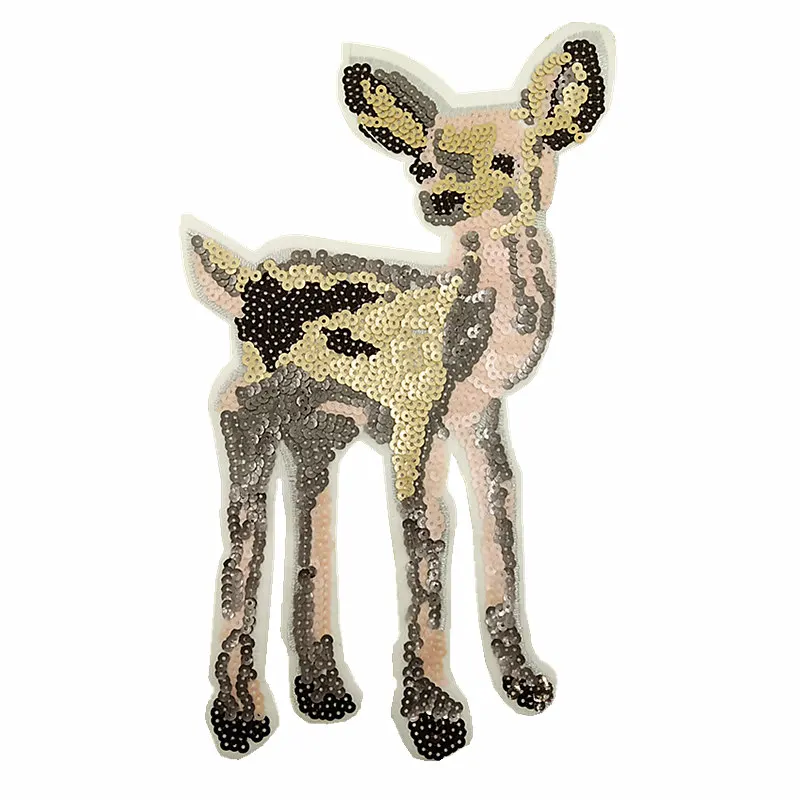 P0079 Iron-on Sequined Deer Patch Cute Animal Patches For Clothing Bag DIY Sewing Accessories Parches Para (1)