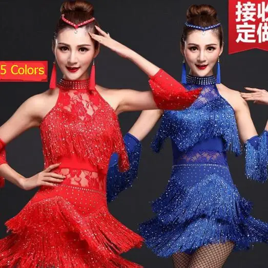 Plus Size Women Latin Dance Dress Fringe Women Ballroom Dancing Dresses Latin Dance Costume