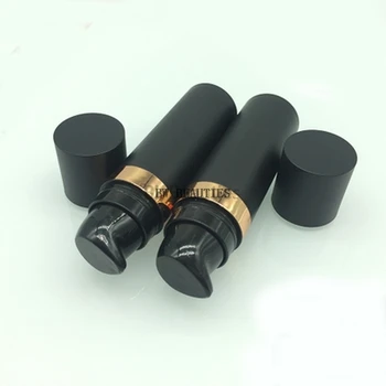 

300Pcs 15ml Matte Black Cosmetic Airless Bottles Plastic Treatment Pump Lotion Containers With Black Lids