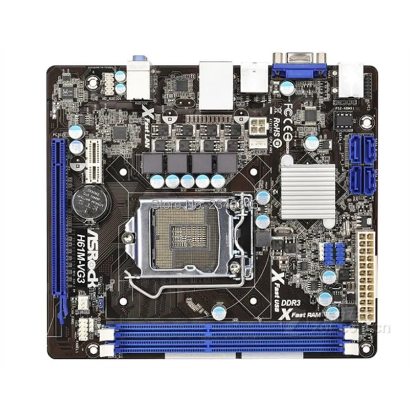 Для материнской платы ASRock H61M-VG3 системная плата H61 слот LGA1155 DDR3 материнская плата SATA2 USB2.0 Поддержка I3 I5 I7