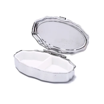 

1Pcs 2/3 Grids Divide Metal Round Pill Box Storage Silver Tablet Holder Advantageous Container Small Medicine Case