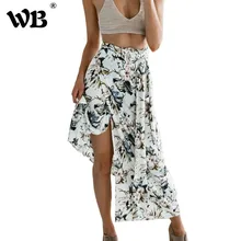 Wuhaobo сексуальный раздельный пляжный с завышенной талией женские юбки с цветочным принтом женская летняя длинная юбка Faldas Mujer Moda юбка в стиле бохо