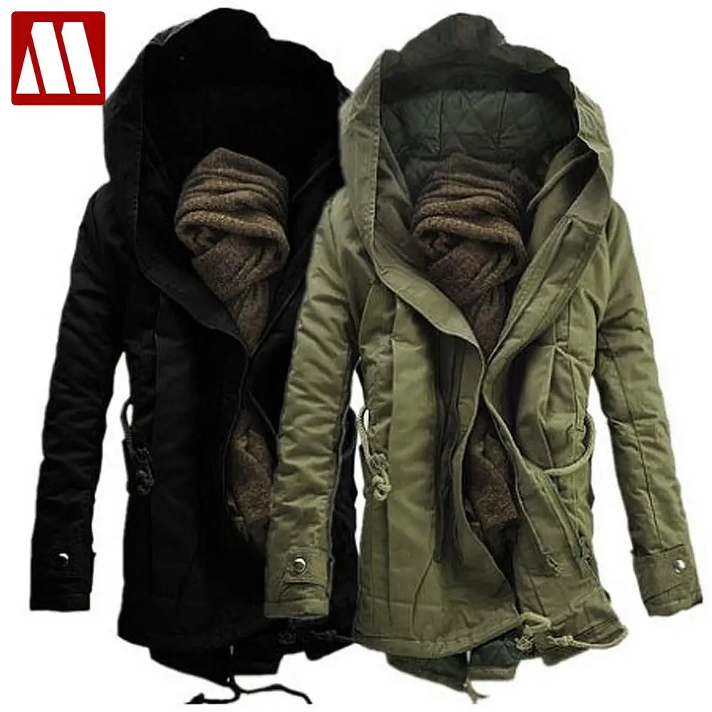 

2019 Men's winter jacket warm Thicken Military coats & jackets fashion thick cotton padded men long winter parkas hood Outerwear