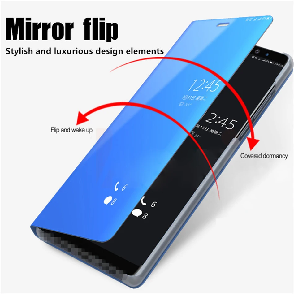 Smart Flip Case For Huawei Nova 4 Case Clear View Leather Cover For Huawei Nova 4 Case Stand Mirror Cover for Huawei Nova4