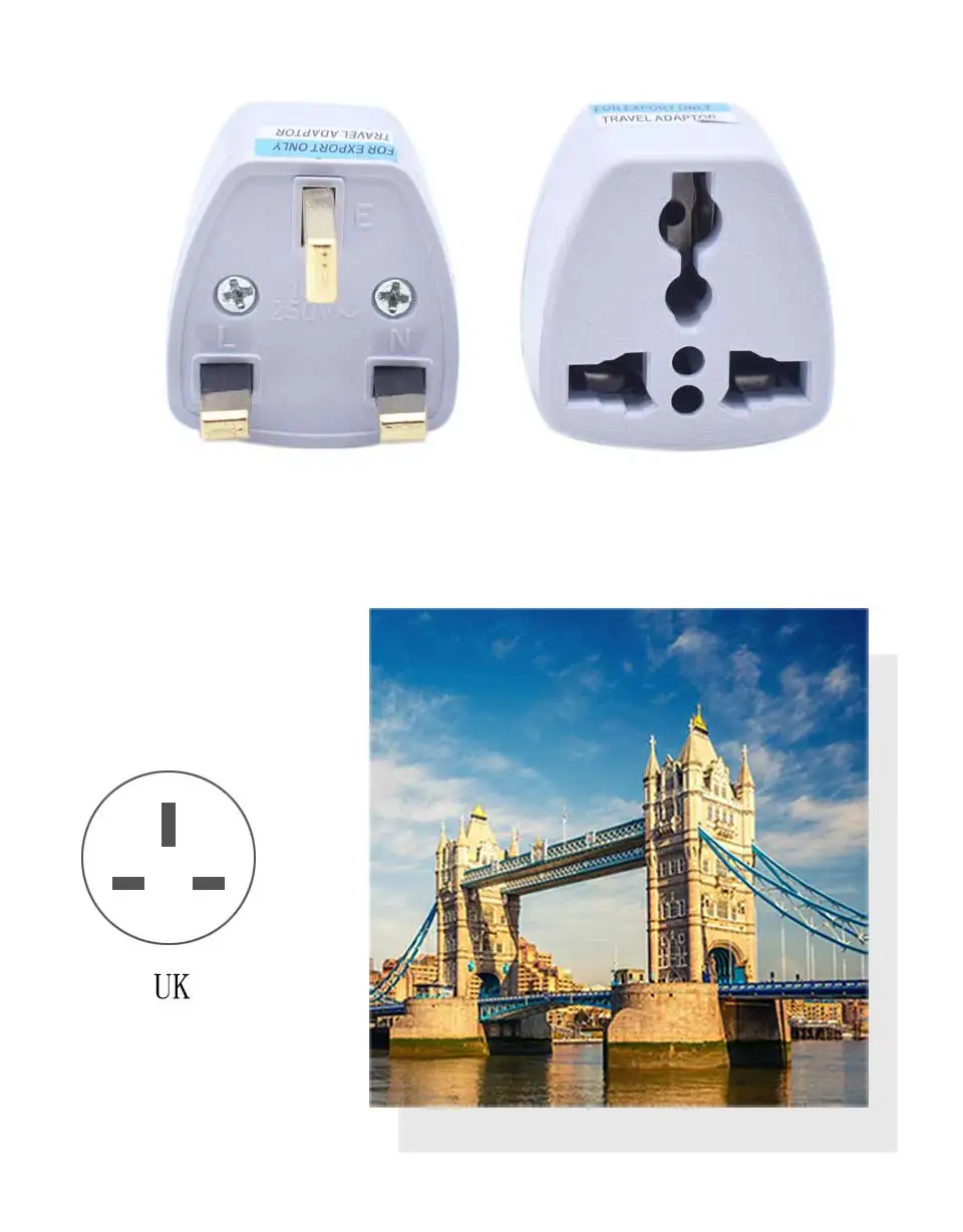 Travel Adapter Великобритании Plug Путешествия стены AC Мощность адаптер Электрические Мощность plug Универсальный 1 шт. маленьких Зарядное устройство выход Office Применение