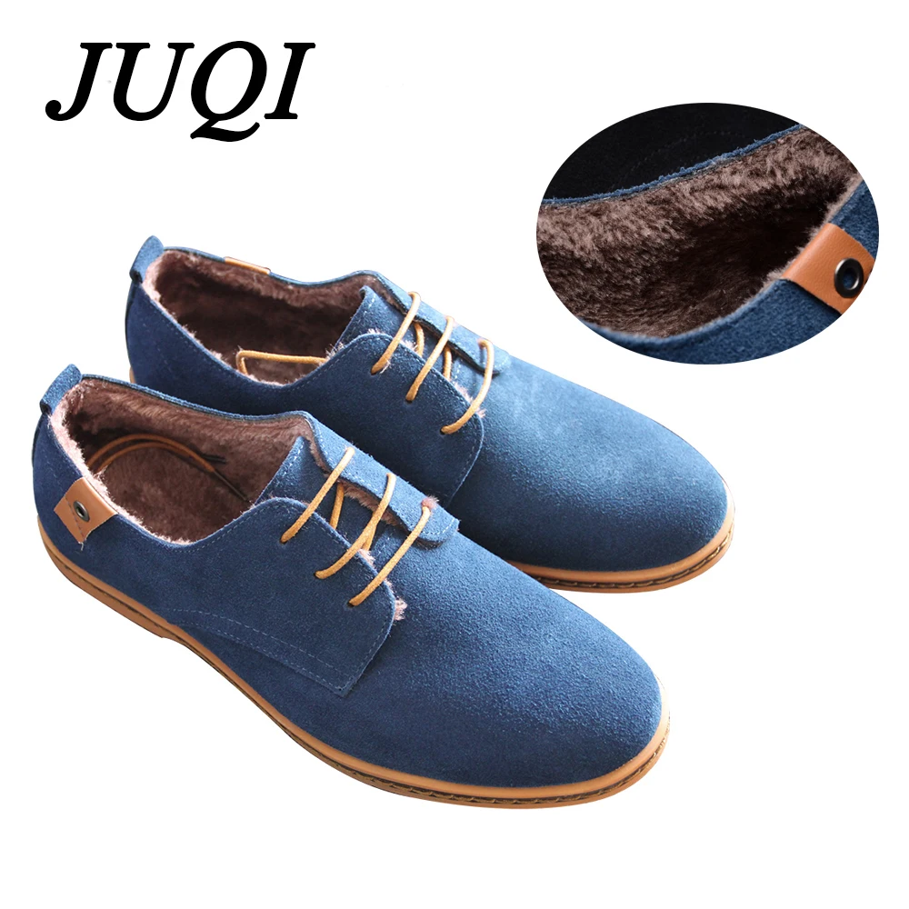 JUQI/Модная синяя Мужская Дизайнерская зимняя обувь мужская теплая короткая