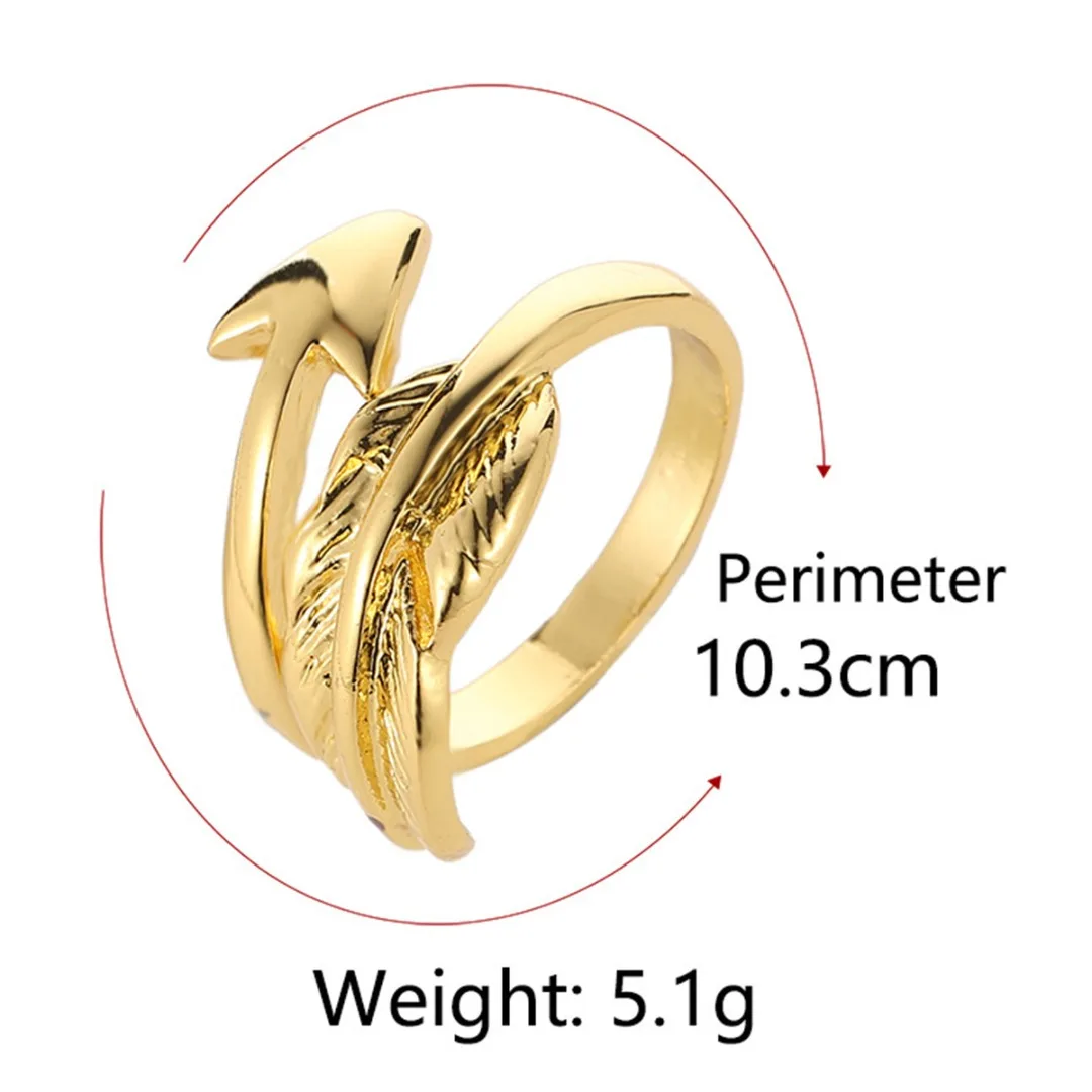 Gothic Punk Men Women Open Adjustable Ring Charm Silver Gold Feather Shooting Arrow Ring Thumb Ring Shellhard Unisex Jewelry