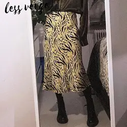 Lessverge пикантная леопардовая расцветка женщин юбка Лето Высокая талия A-Line midi skirt 2019 Винтаж женский корейское платье-карандаш юбка Уличная