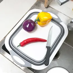 Кухонная складная пластиковая разделочная доска фруктовая мойка