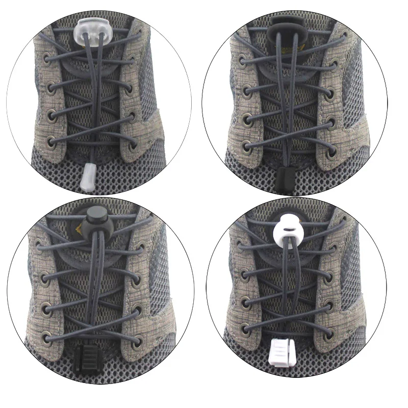 JUP 8 Sets 32Pcs No Need Tie Shoelaces Flat Round  Convenient Antiskid Shoes Buckle Lazy Laces Anchors Convenient Tieless Laces