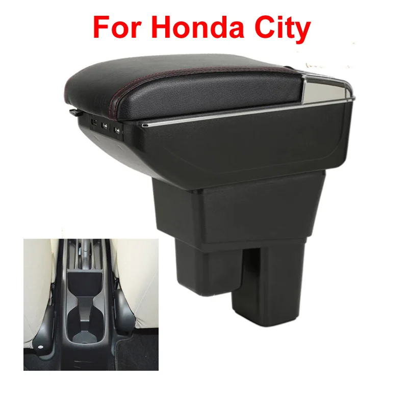 Автомобильный подлокотник 7USB интерфейс для Honda City коробка искусственная кожа