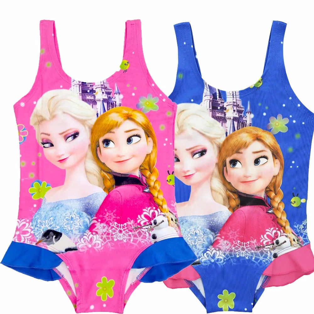 Слитный купальник для маленьких девочек; бикини; милое платье принцессы Анны и Эльзы; купальные костюмы с рисунком; бикини для девочек; пляжная одежда; купальник