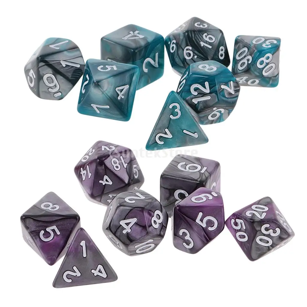 14pcs Two Colors Polyhedral Dices 16mm for Dungeons and Dragons Table Games