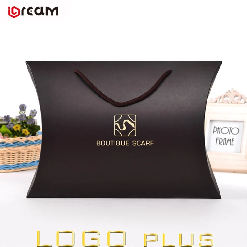 Custom Printed Pillow Box Gold Paper Pillow Box Packaging For