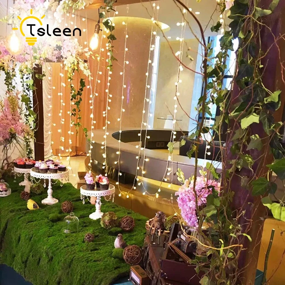 

TSLEEN 4 X LED String Light Ball Waterproof Pisca Pisca Luces Led Outdoor Christmas Tree Lights Holiday Wedding Party Decoration