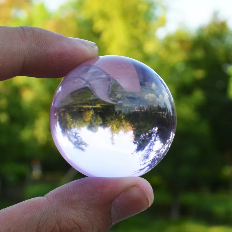 RAINBOW 40mm Pink Rare quartz Crystal Glass Ball Feng Shui Crystals