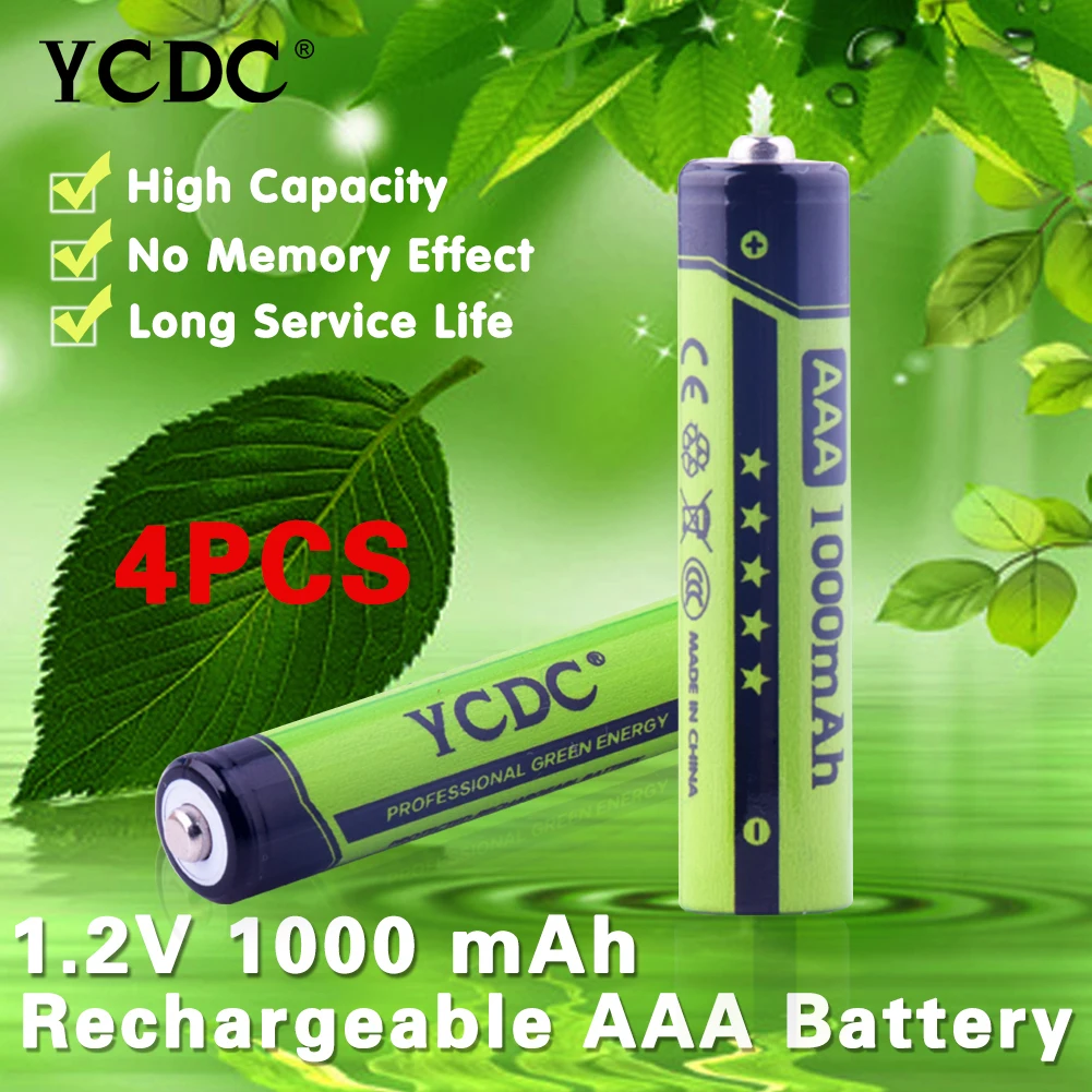 YCDC 4 шт. 1,2 V AA AAA 1000 1350 2000 3000mAH Новая емкость ni-mh перезаряжаемая батарея для фонарика, фонарь, фонарь