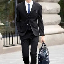 Модный смокинг из Германии Прохладный таможенные Homme мужской пиджак, блейзер тонкий черный лацкан с тупым углом; две кнопки Для мужчин костюмы(пиджак+ брюки+ галстук-бабочка