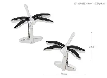

10pairs/lot Silver Flying Dragonfly Cufflinks Black Plating Cuff Links Suit Cuff Button Wedding Jewelry Accessory Wholesale