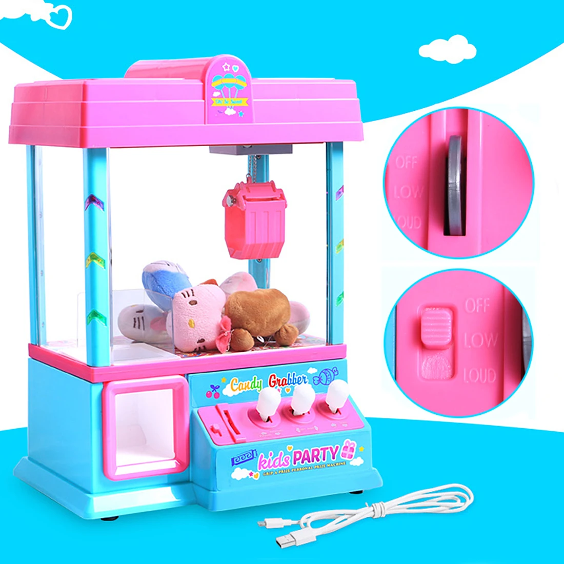 Big Size Coin Operated High Simulation USB Mini Slot Machine Electronic Claw Toy Machine with Music Light Party Toys 