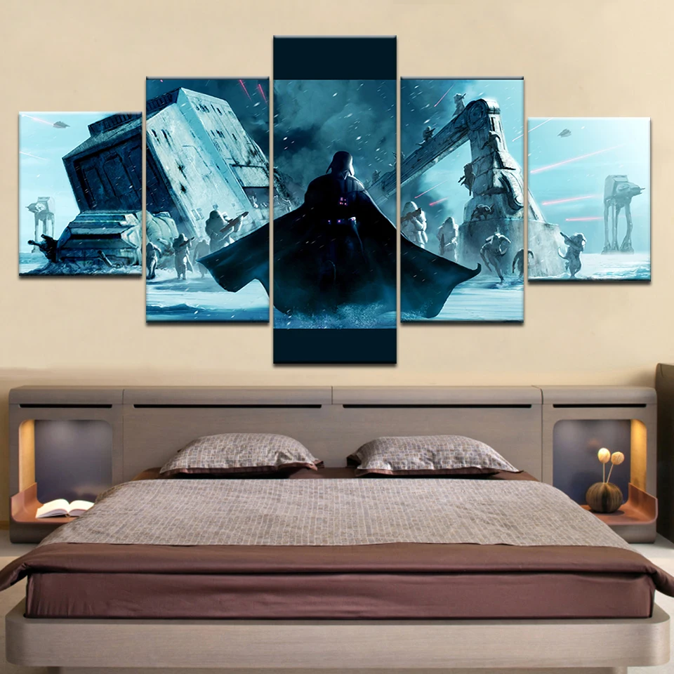 Us 6 12 49 Off Printed Star Wars Darth Vader Picture Painting On Canvas Art Wall Home Decoration For Children S Room Living Room Poster Framed In