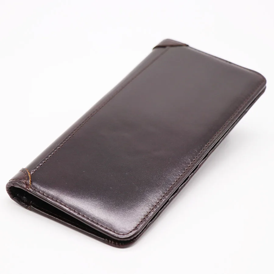 Brand Simple Genuine Leather Wallets Men's Long Bi fold Wallets Male