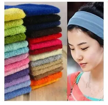 

Fashion Women New Candy Color Unisex Stretch Headband Towel Fabric Exercise Sweat Hair Bands Headband Turban Head Wrap
