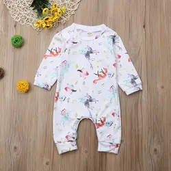 Комбинезон с длинными рукавами и цветочным рисунком для новорожденных девочек, комбинезон, комплект одежды
