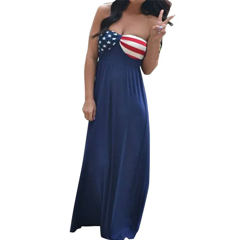 Dresses Woman Party Night American Flag Printed Sleeveless Boho Bandage Long Maxi Evening Beach Dress Plus Size Dropship J#10 Dresses Woman Party Night American Flag Printed Sleeveless Boho Bandage Long Maxi Evening Beach Dress Plus Size Dropship J#10