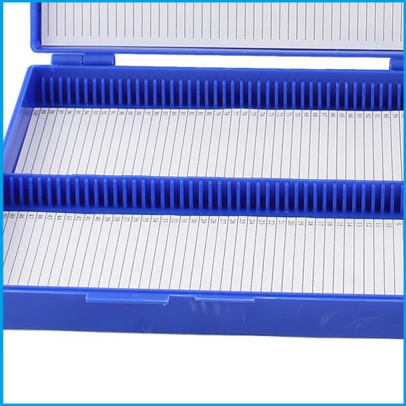 

Wholesale Royal Blue Plastic Rectangle Hold 100 Microslide Slide Microscope Box