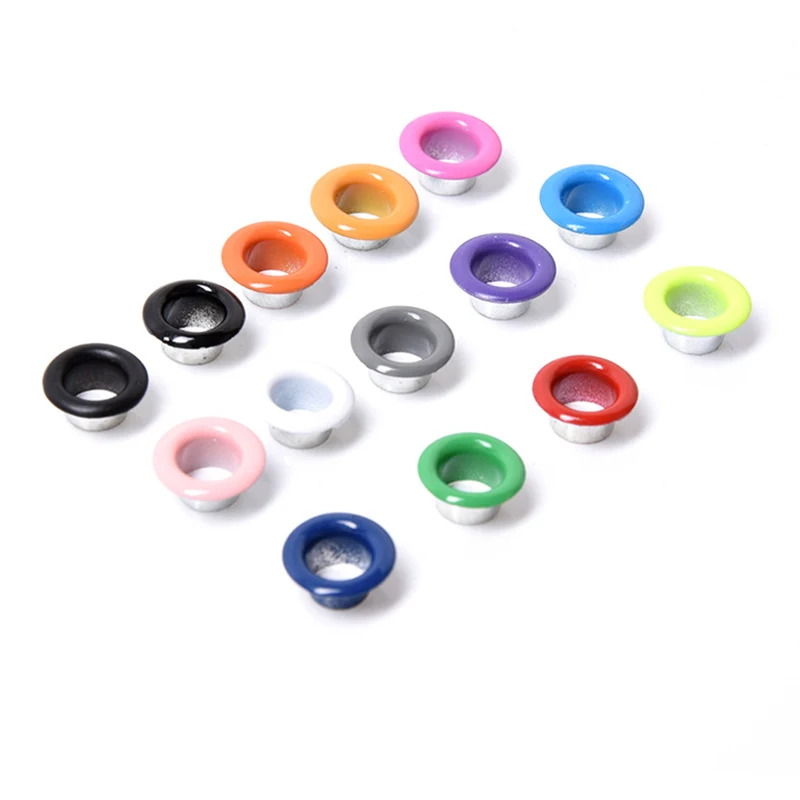 Разные цвета в произвольном порядке трубчатый кольца для одежды 100 шт./пакет с прокладками парусиновая обувь для DIY одежды люверсы для одежды аксессуары