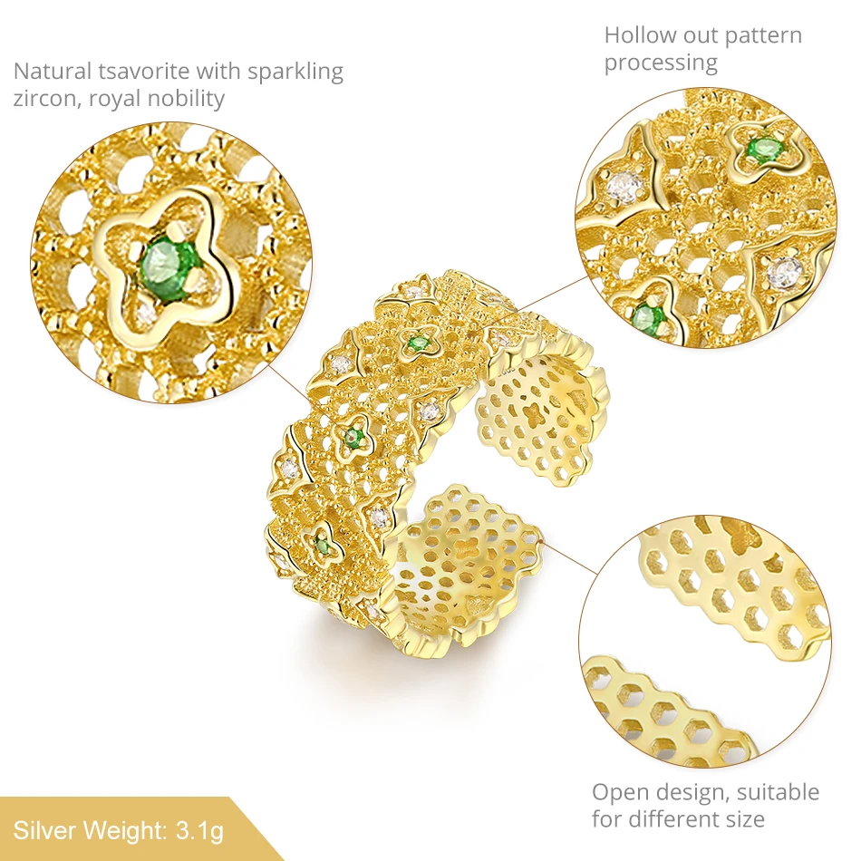 ALLNOEL Silver 925 Jewelry Rings Womens Jewellery Real Gold Jewelry Gemstone Tsavorite Zircon Ring Gifts Accessories For Women   (1)