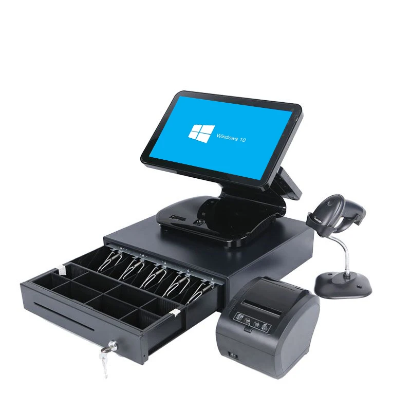 

Free shipping high-end 15'' dual screen whole set pos system cash register ponit of sales for retail